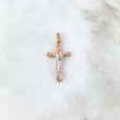 Dije Cruz Cristo 4.25gr / 3.9cm / Triangulos Basteados Dos Oros Blanco Rosa