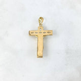 Dije Cruz Cristo Texturizada 8.8gr / 4.5cm / Circones Blancos Oro Amarillo
