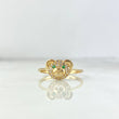 Anillo Oso 1.7gr / T6 3/4 / Circones Blancos-Verdes Oro Amarillo