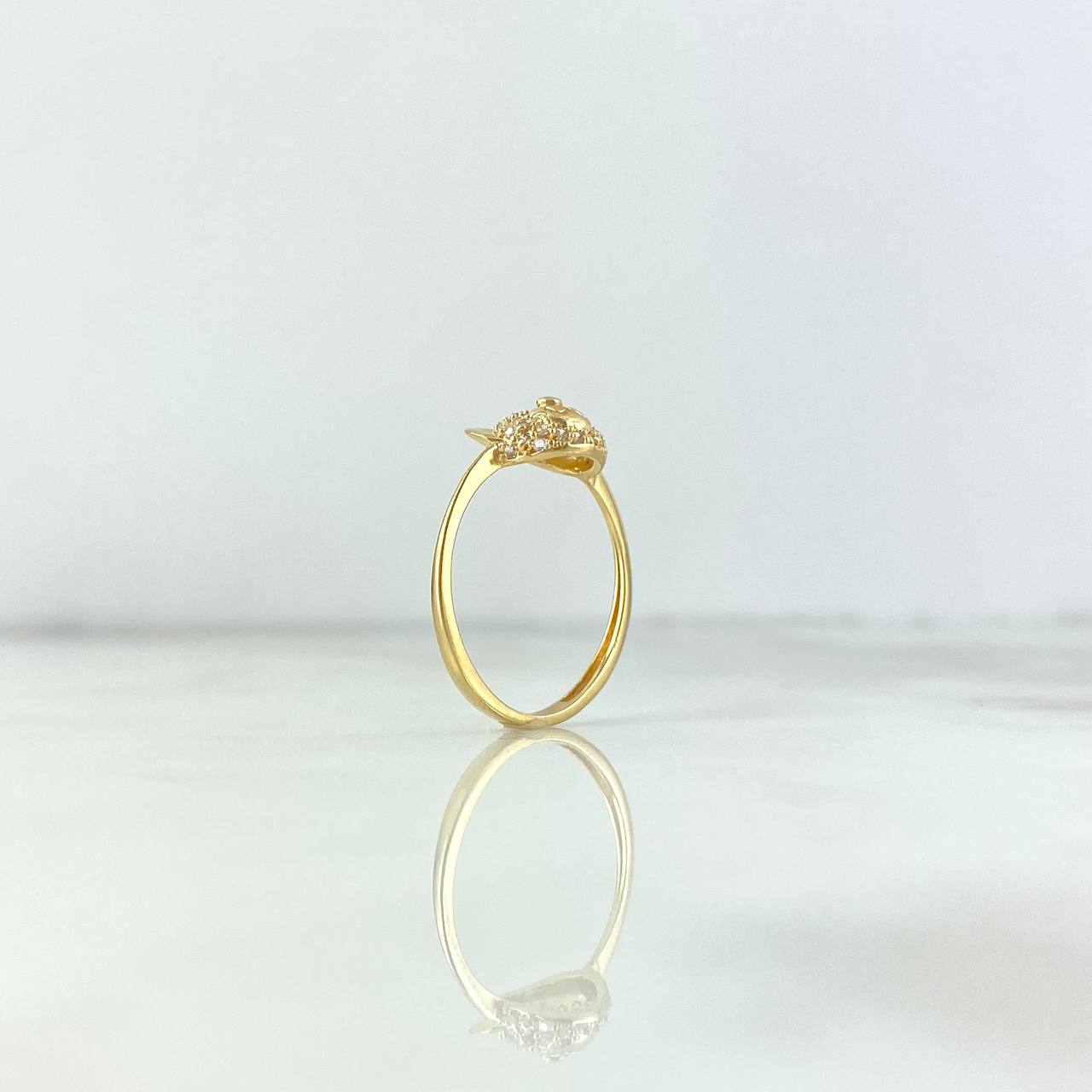 Anillo Oso 1.7gr / T6 3/4 / Circones Blancos-Verdes Oro Amarillo
