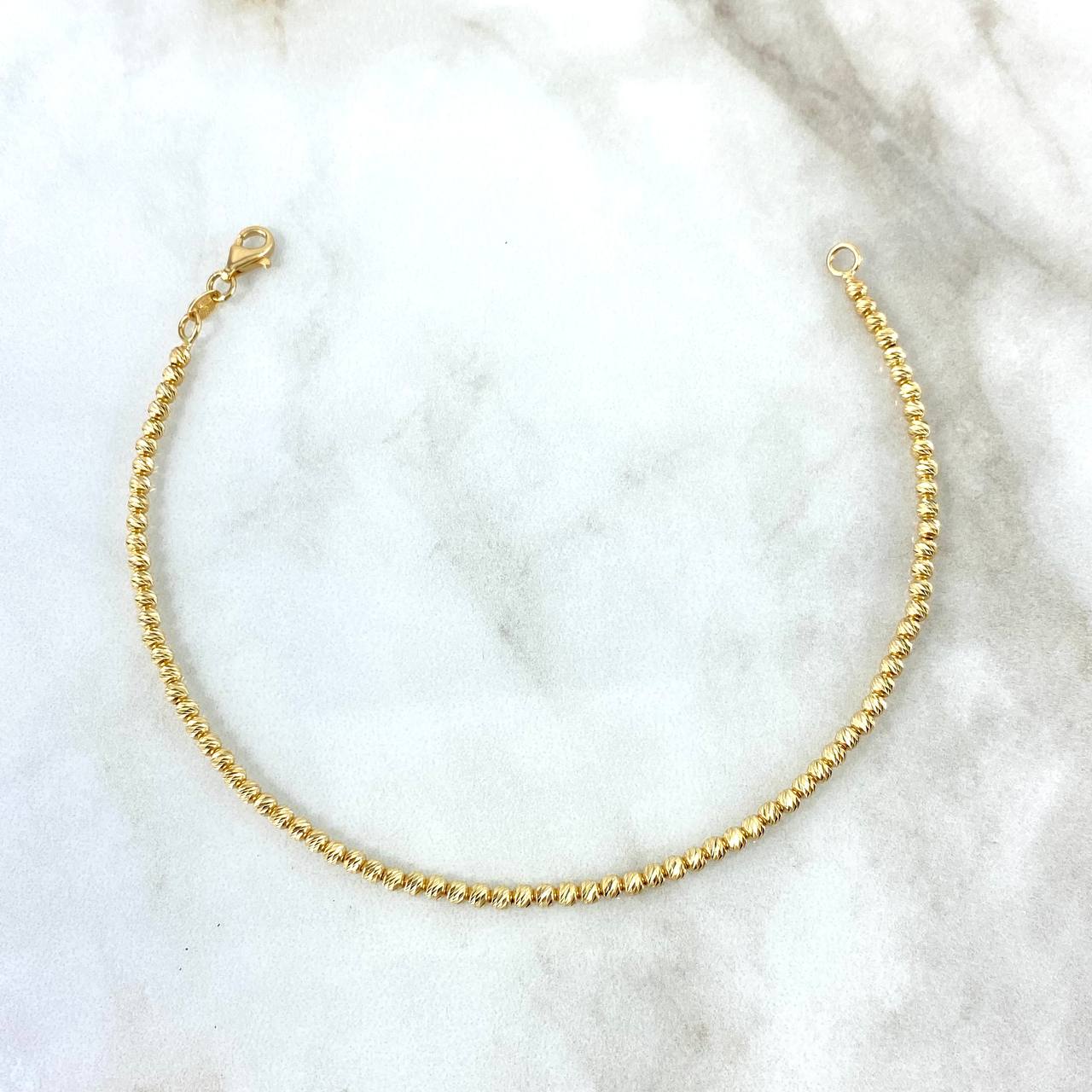Pulso Militar 4.65gr / 20cm / 3mm Bolas Diamantadas Oro Amarillo +3 ©