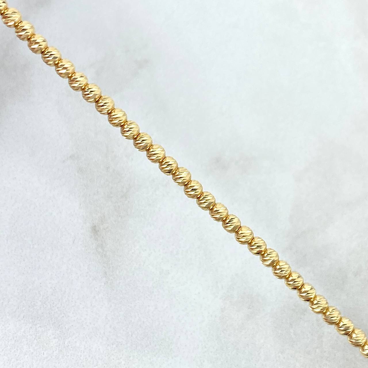 Pulso Militar 4.65gr / 20cm / 3mm Bolas Diamantadas Oro Amarillo +3 ©
