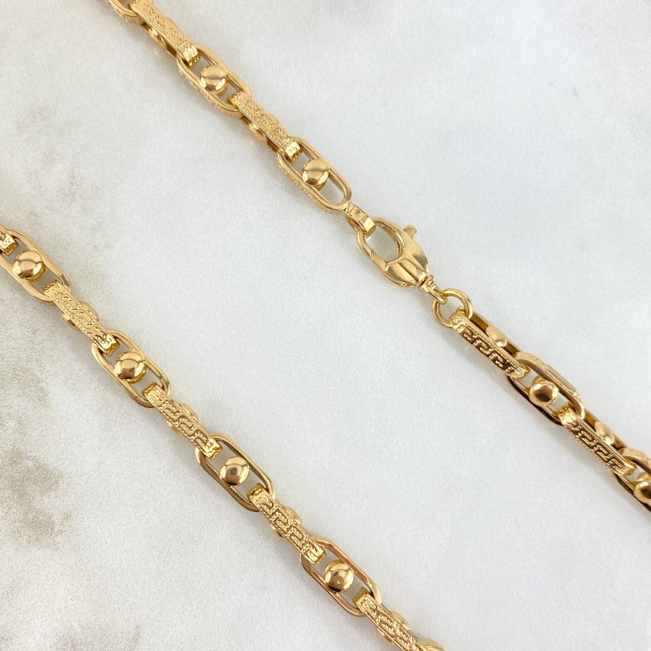 Cadena Rustico Tribal 23.8gr / 60cm / 5mm Texturizado Punto Oro Amarillo +3 ©
