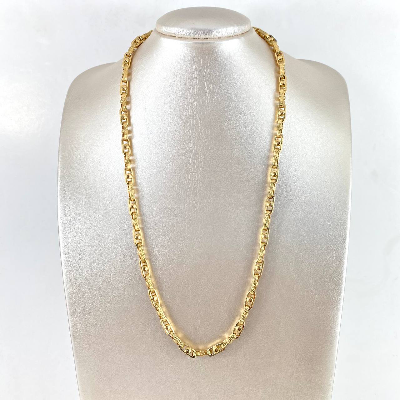 Cadena Rustica Tribal 23.6gr / 60cm / 5mm Texturizada Punto Oro Amarillo +3