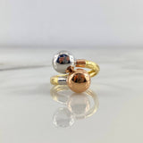 Anillo Tu y Yo 2.95gr / T7 / Bolas 10mm Tres Oros ©