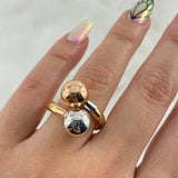 Anillo Tu y Yo 2.95gr / T7 / Bolas 10mm Tres Oros ©