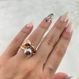 Anillo Tu y Yo 2.95gr / T7 / Bolas 10mm Tres Oros ©
