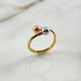 Anillo Tu y Yo 1.6gr / T6 3/4 / Bolas 6mm Tres Oros ©
