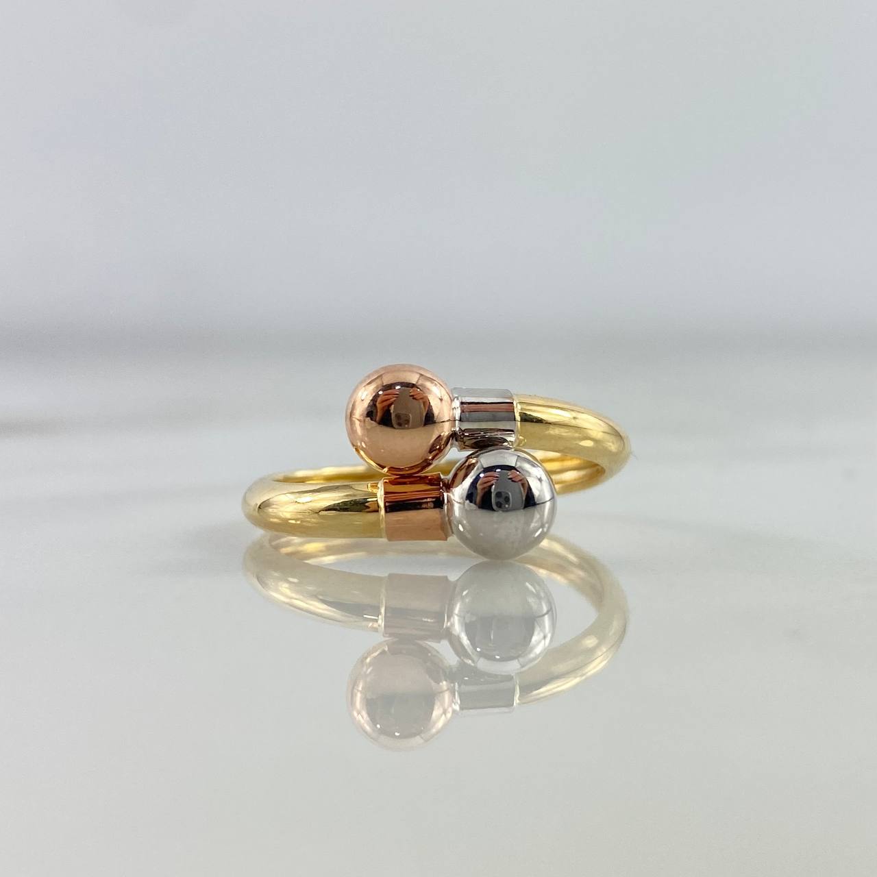 Anillo Tu y Yo 1.6gr / T6 3/4 / Bolas 6mm Tres Oros ©