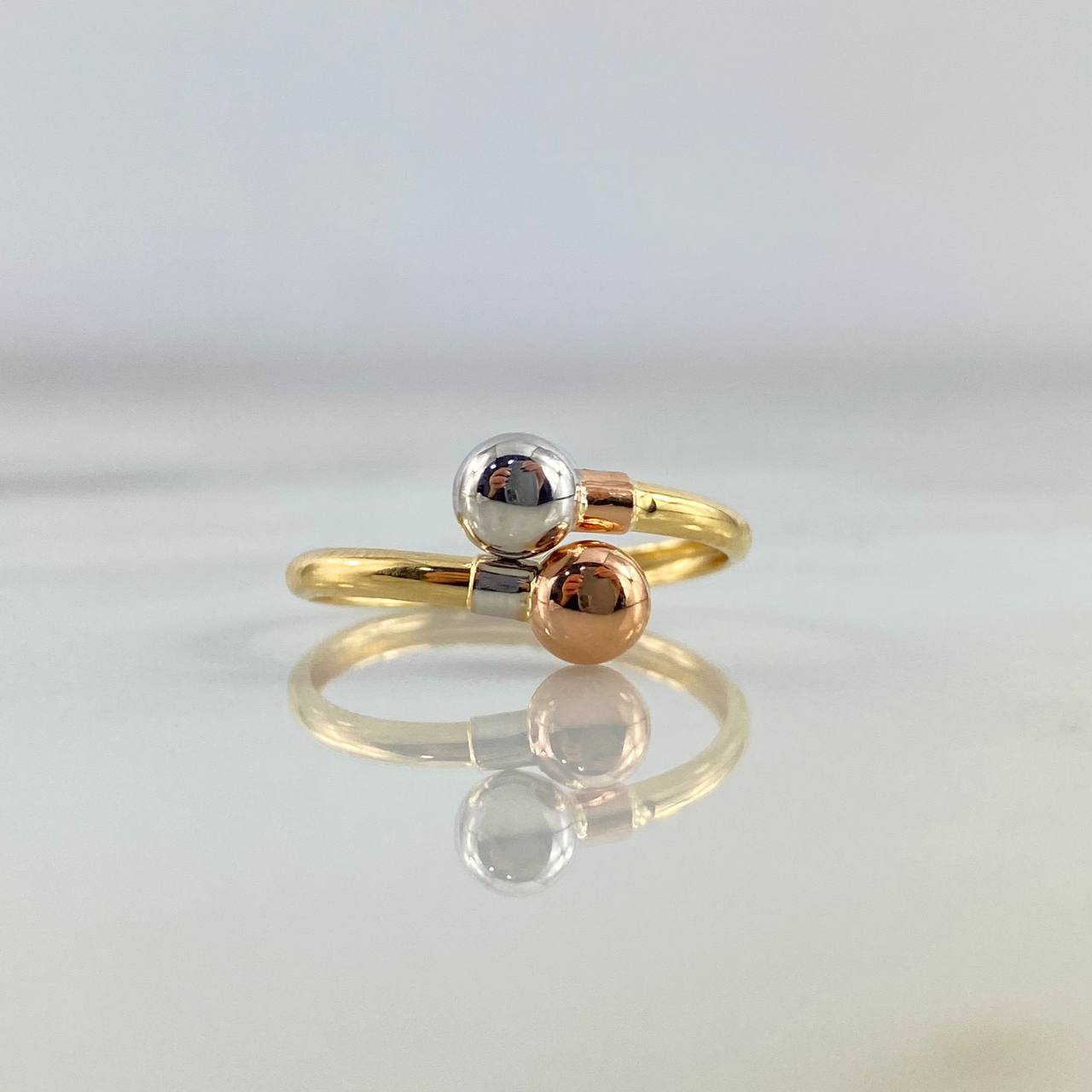 Anillo Tu y Yo 1.25gr / T7 1/2 / Bolas 5mm Tres Oros ©