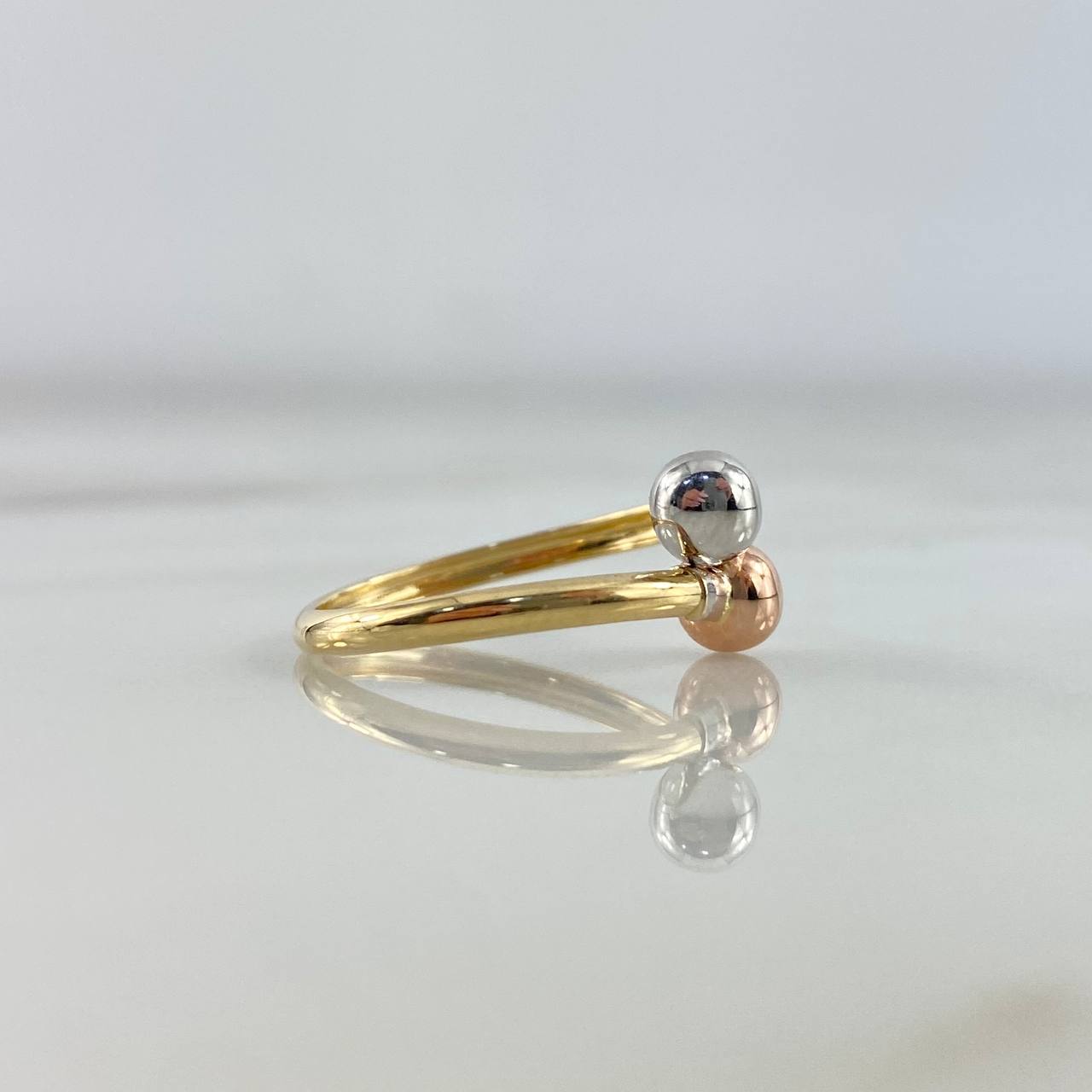 Anillo Tu y Yo 1.25gr / T7 1/2 / Bolas 5mm Tres Oros ©