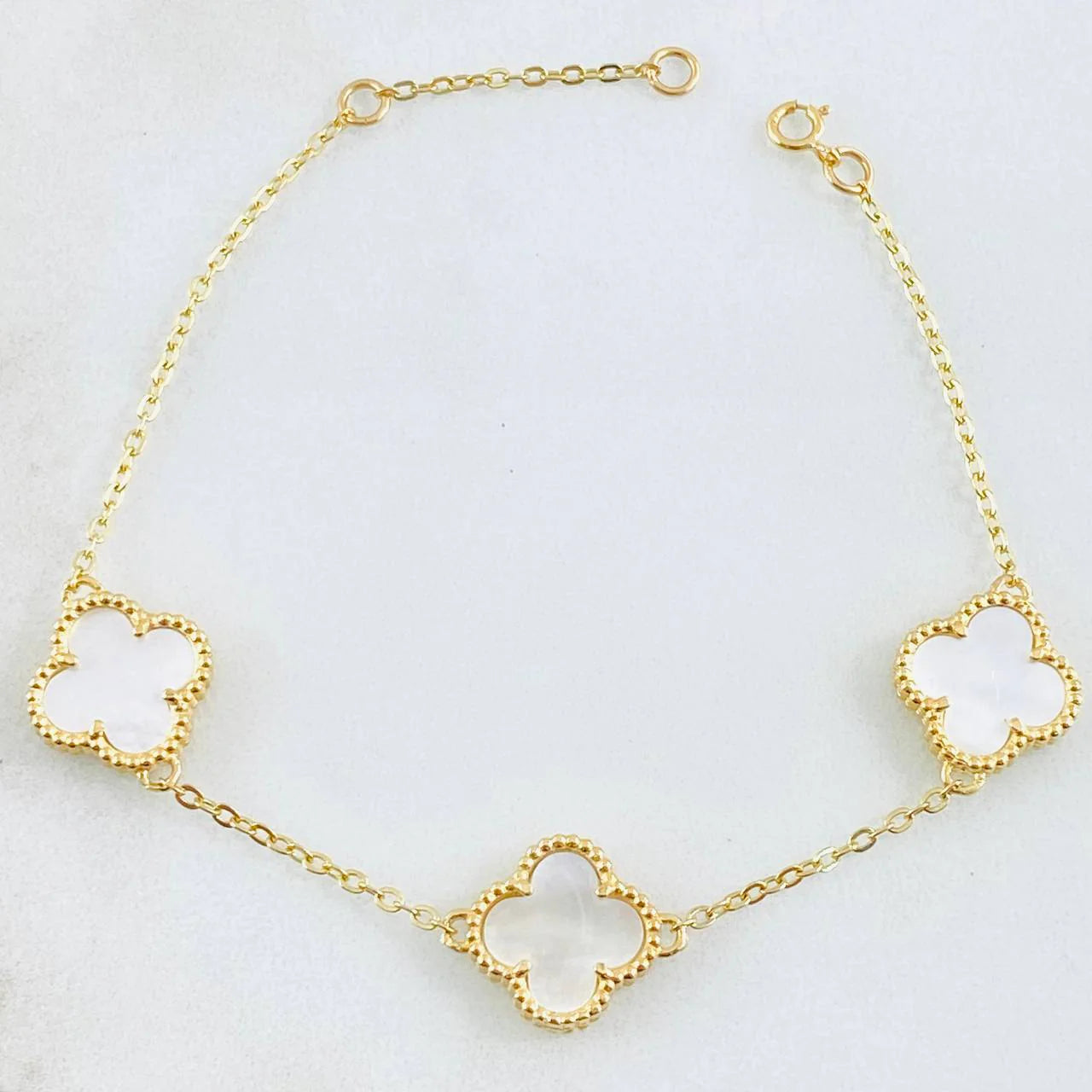 Pulso Modulable Trebol Blanco 3.75 g / 17.2 cm - 15.5 cm / 0.65 mm Oro Amarillo 18K