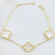 Pulso Aro seguido Trebol Nacar Blanco 5.45gr / 17cm-18.5cm / 12mm Oro Amarillo Nac.Esp. 18K ©