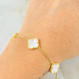 Pulso Modulable Trebol Blanco 3.75 g / 17.2 cm - 15.5 cm / 0.65 mm Oro Amarillo 18K