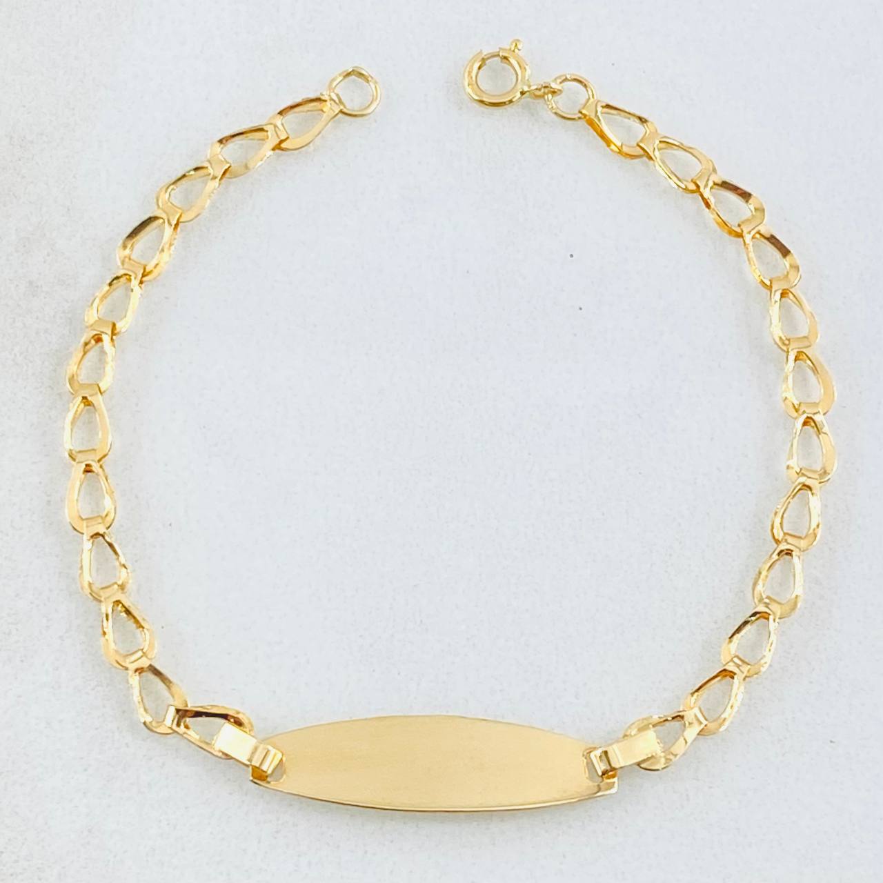 Pulso Bebé Espiga Placa Ovalada 1gr / 12.5cm / Oro Amarillo 18K
