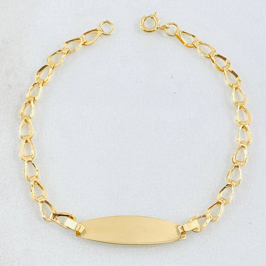 Pulso Bebé Espiga Placa Ovalada 1gr / 12.5cm / Oro Amarillo 18K