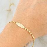 Pulso Bebé Espiga Placa Ovalada 1gr / 12.5cm / Oro Amarillo 18K