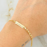 Pulso Bebé Espiga Placa Rectangular 1.15gr / 14cm / Oro Amarillo 18K