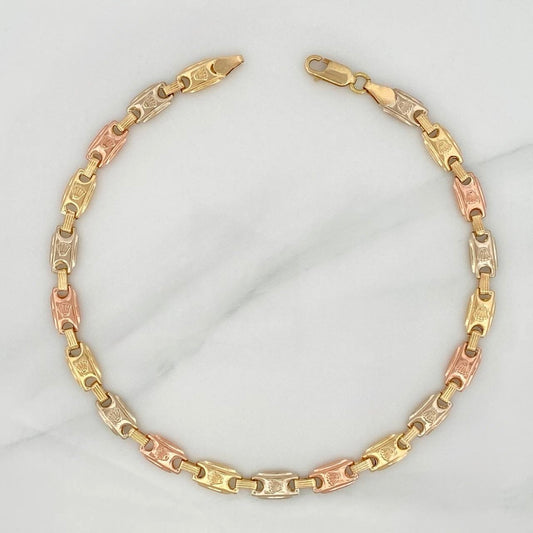 Tobillera Rustica Corona 7.15 g / 27 cm / 5.65 mm Tres Oros 18K
