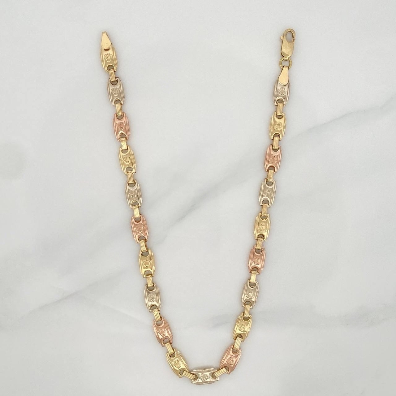 Tobillera Rustica Corona 7.15 g / 27 cm / 5.65 mm Tres Oros 18K