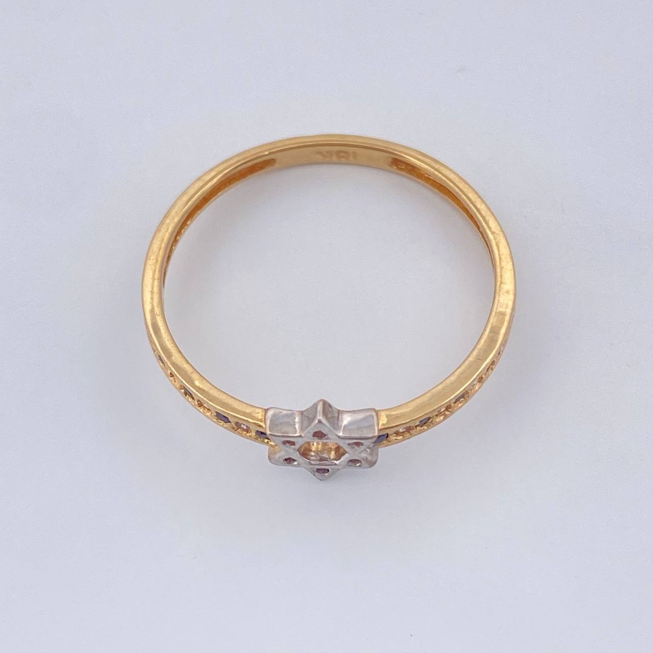 Anillo Estrella David 1.65gr / T7 3/4 / Dos Oros Amarillo Blanco 18K %