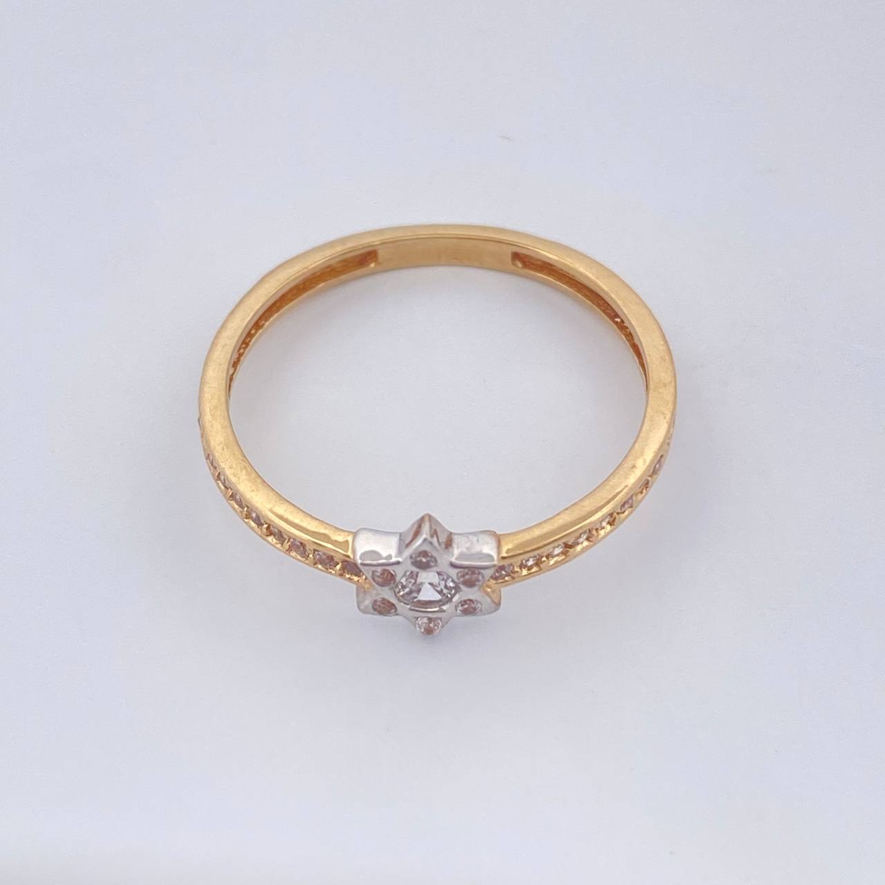 Anillo Estrella David 1.8gr / T7 / Dos Oros Amarillo Blanco 18K %