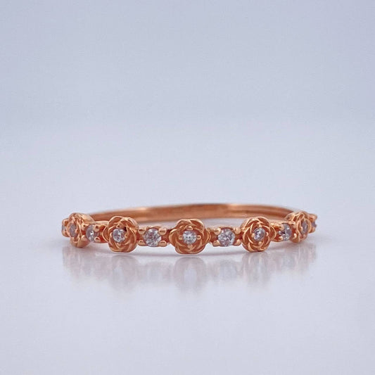 Anillo Churumbela Flores 1.3gr / T5 1/2 / Oro Rosa 18K %