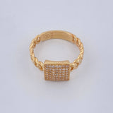 Anillo Cubana Cuadrado 4.3gr / T7 1/4 / Oro Amarillo 18K %