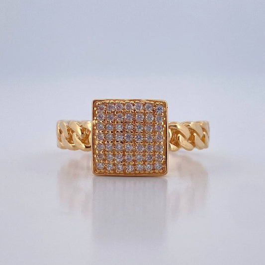 Anillo Cubana Cuadrado 4.3gr / T7 1/4 / Oro Amarillo 18K %