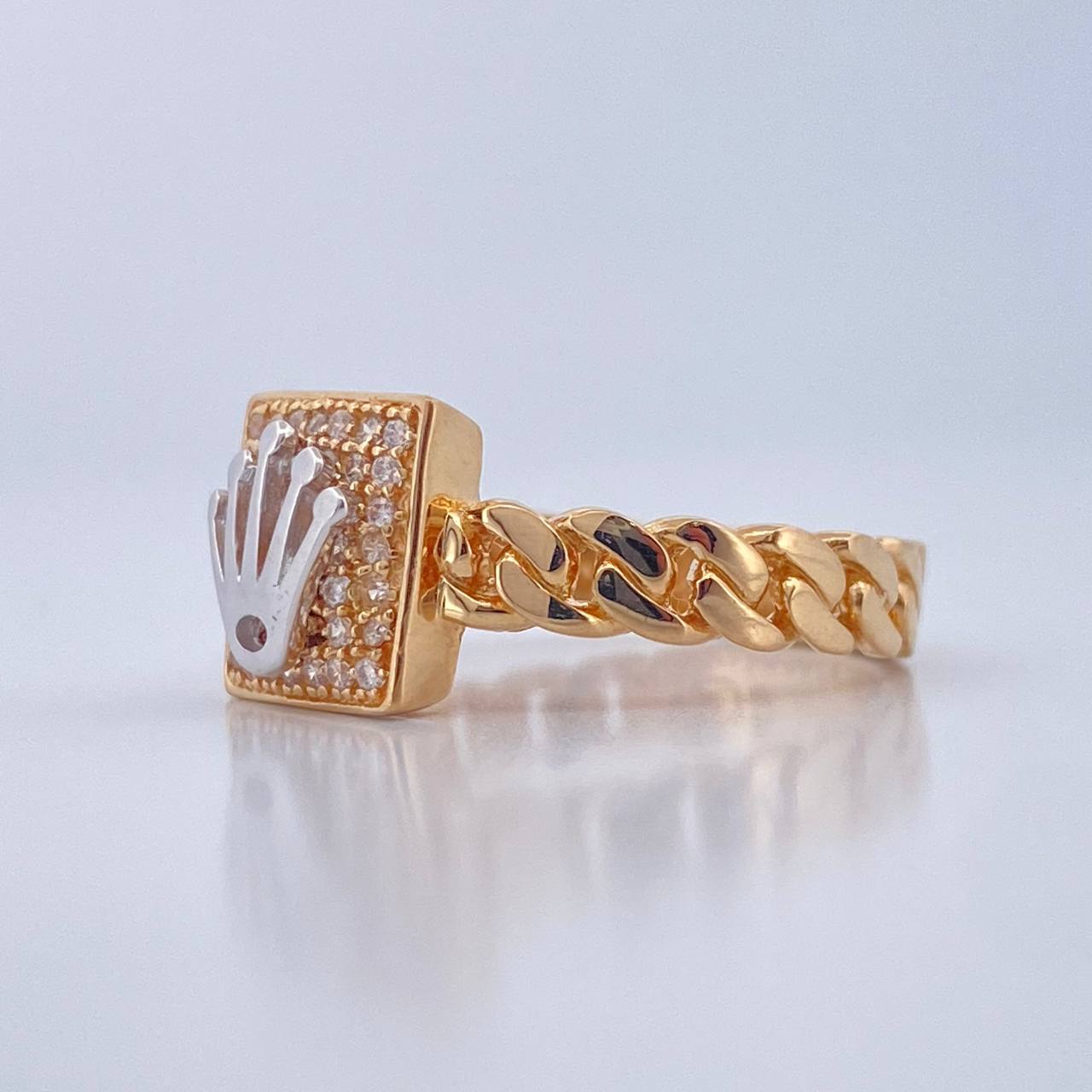 Anillo Corona Rx 4.35gr / T6 3/4 / Dos Oros Amarillo Blanco 18K %