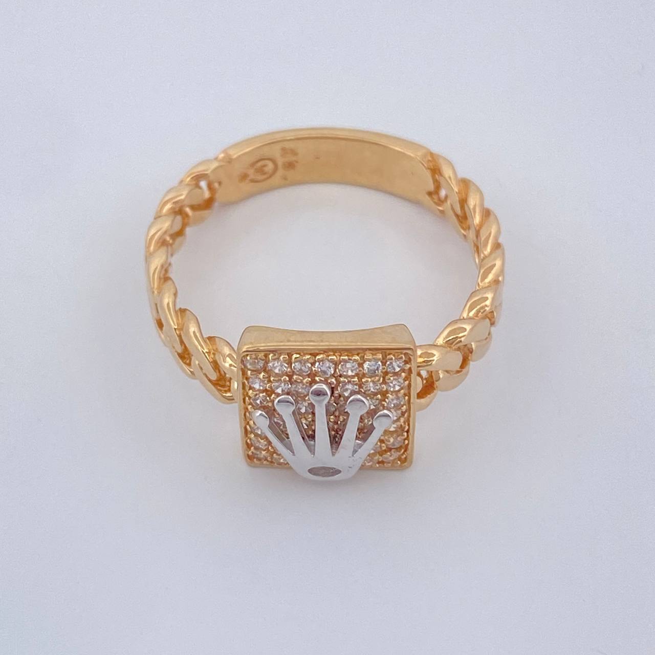 Anillo Corona Rx 4.35gr / T6 3/4 / Dos Oros Amarillo Blanco 18K %