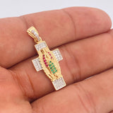 Dije Cruz Virgen Guadalupe 3.25gr / 3cm / Dos Oros Amarillo Blanco 18K %