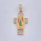 Dije Cruz Virgen Guadalupe 3.25gr / 3cm / Dos Oros Amarillo Blanco 18K %