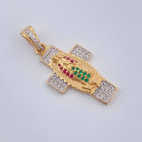 Dije Cruz Virgen Guadalupe 3.25gr / 3cm / Dos Oros Amarillo Blanco 18K %