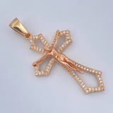 Dije Cruz Cristo 4.95gr / 4.5cm / Dos Oros Amarillo Rosa 18K %