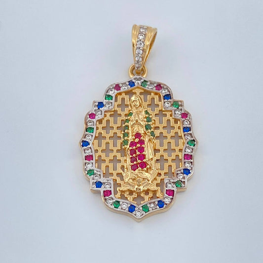Dije Virgen De Guadalupe 3.65gr / 3.1cm / Dos Oros Amarillo Blanco 18K %