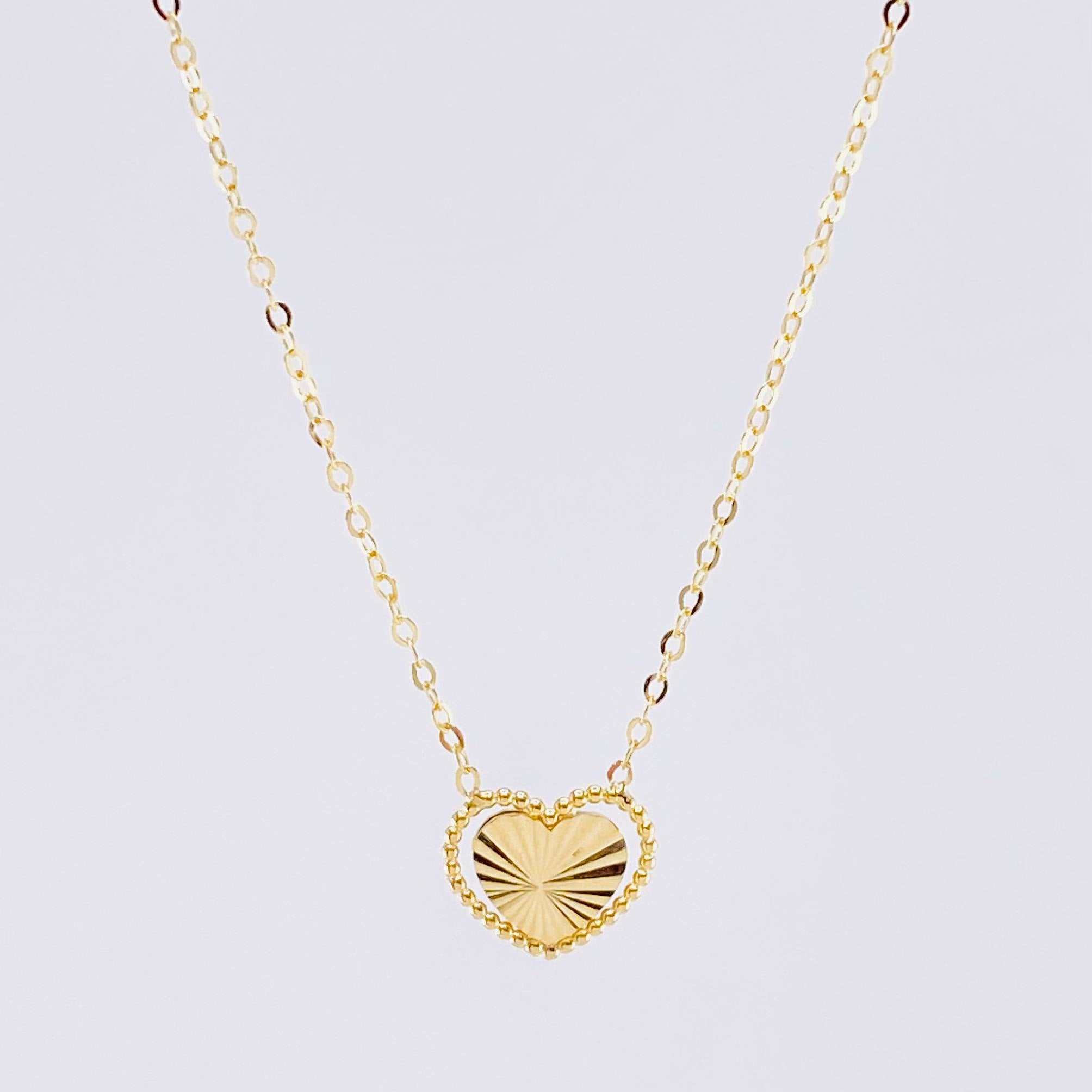 Cadena Aro Seguido Dije Corazón Diamantado 1.4g / 45.5cm / 1mm Oro Amarillo 18K