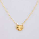 Cadena Aro Seguido Dije Corazón Diamantado 1.4g / 45.5cm / 1mm Oro Amarillo 18K