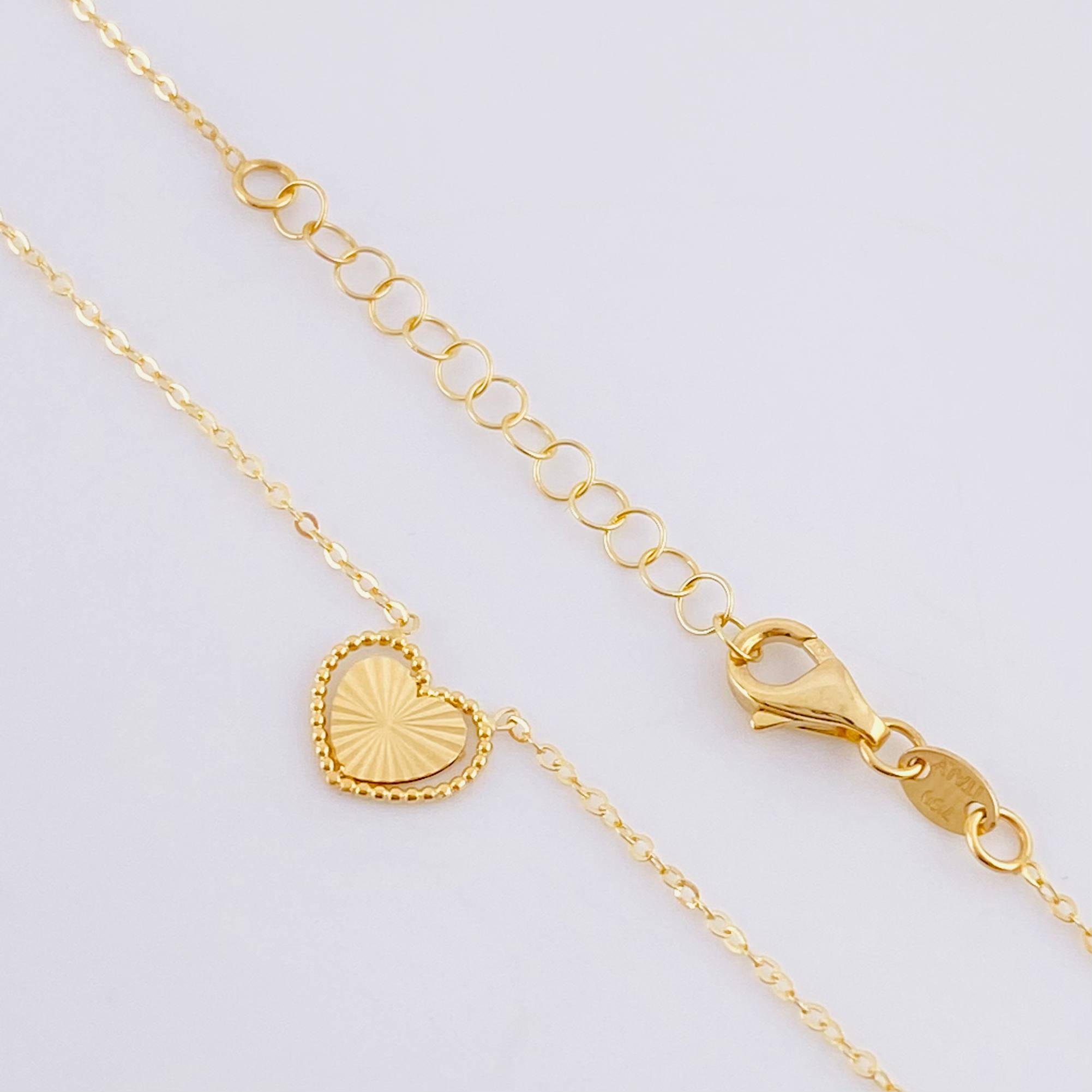 Cadena Aro Seguido Dije Corazón Diamantado 1.4g / 45.5cm / 1mm Oro Amarillo 18K