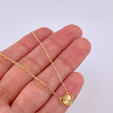 Cadena Aro Seguido Dije Corazón Diamantado 1.4g / 45.5cm / 1mm Oro Amarillo 18K