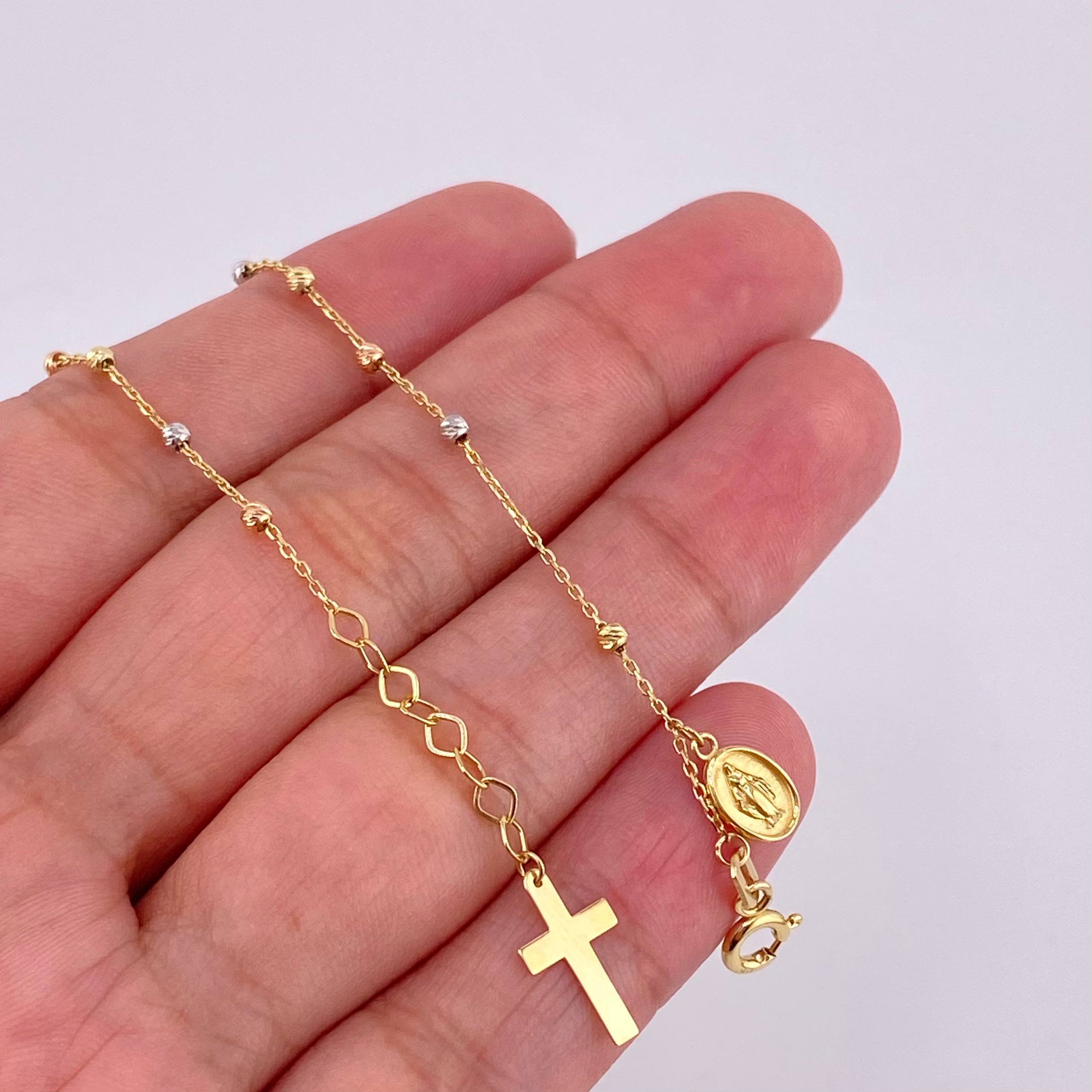 Pulso Denario Virgen Milagrosa 1.55g / 19cm / 1.9mm Tres Oros 18K