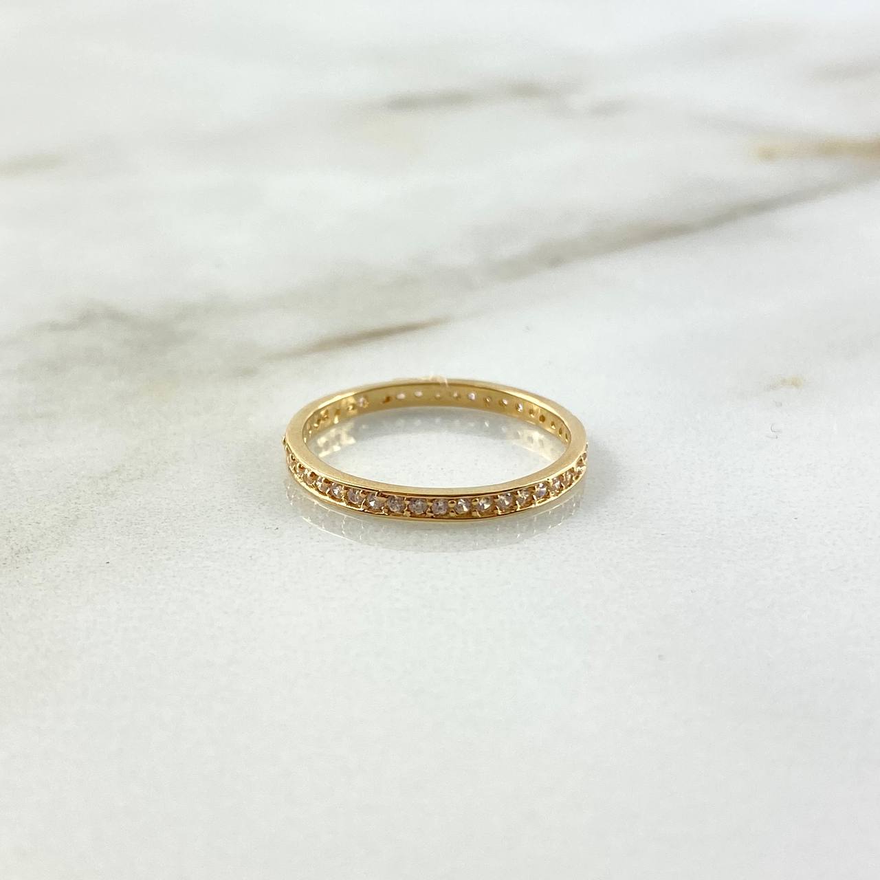 Anillo Churumbela 1.2gr / T7 1/4 / Liso Circones Blancos Oro Amarillo