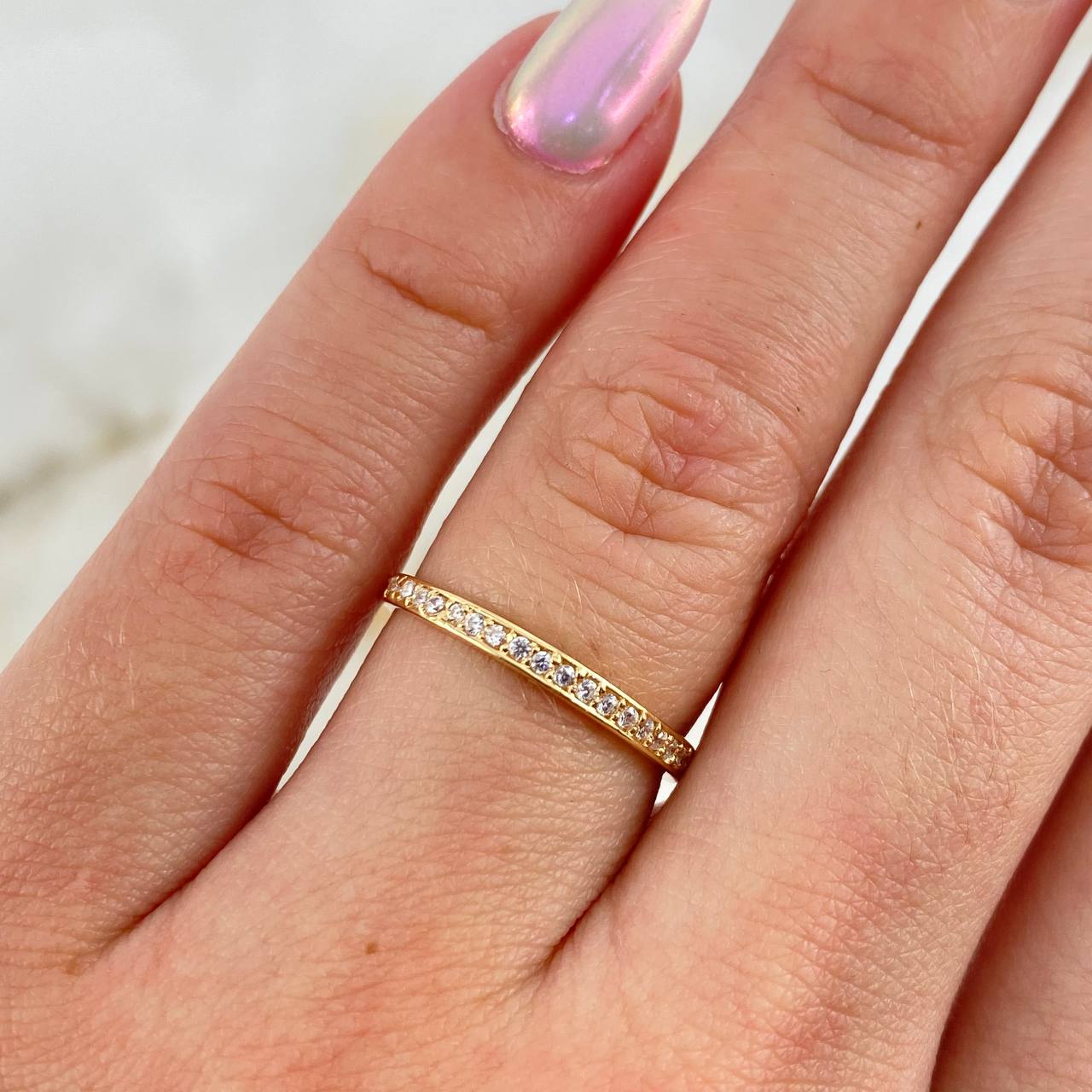 Anillo Churumbela 1.2gr / T7 1/4 / Liso Circones Blancos Oro Amarillo