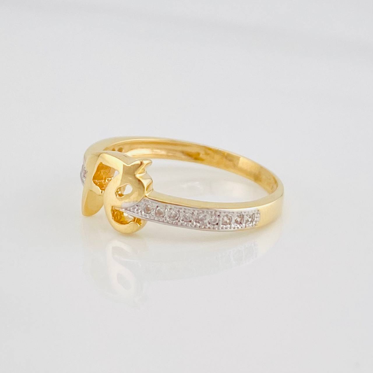 Anillo Fe 2.35g / T6 1/4 Dos Oros Amarillo Blanco 18K