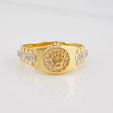 Anillo Correa Corona 3.75g / T8 1/4 Dos Oros Amarillo Blanco 18K