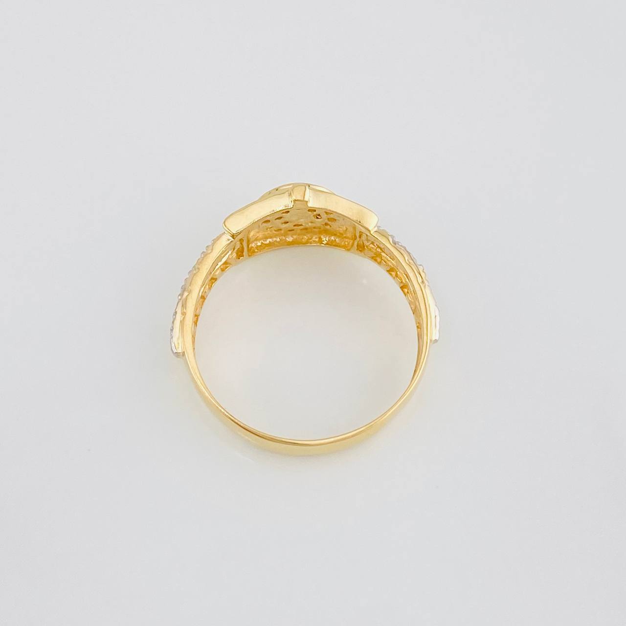 Anillo Correa Corona 3.75g / T8 1/4 Dos Oros Amarillo Blanco 18K
