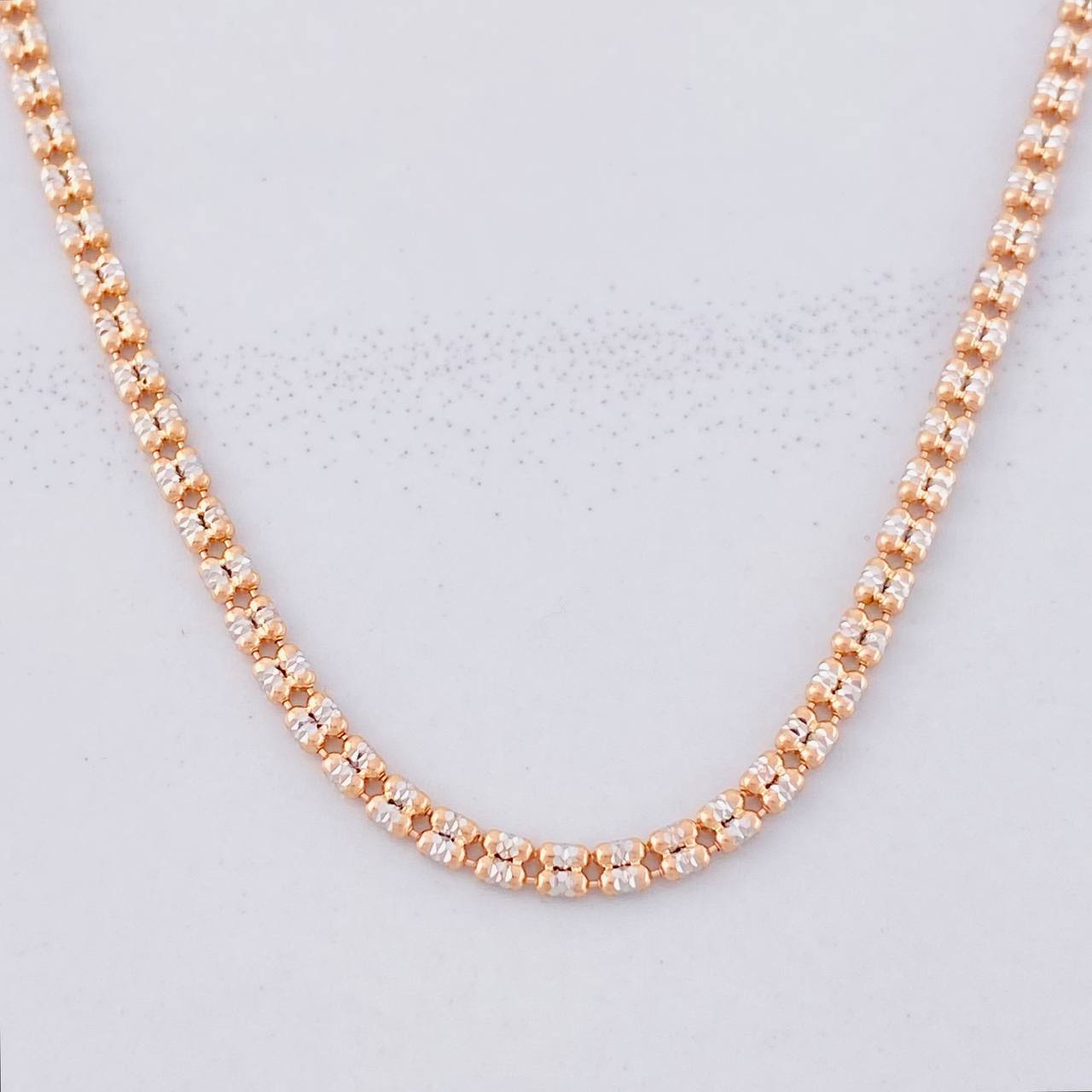 Cadena Ice 8.05g / 60cm / 2.4mm Dos Oros Blanco Rosa 18K