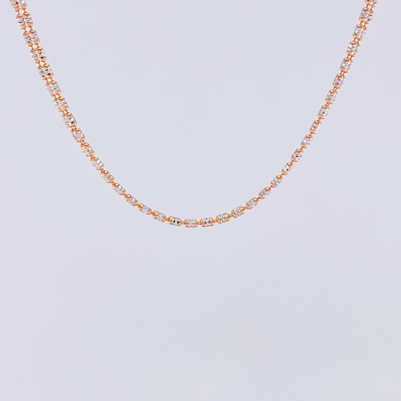 Cadena Ice 8.05g / 60cm / 2.4mm Dos Oros Blanco Rosa 18K