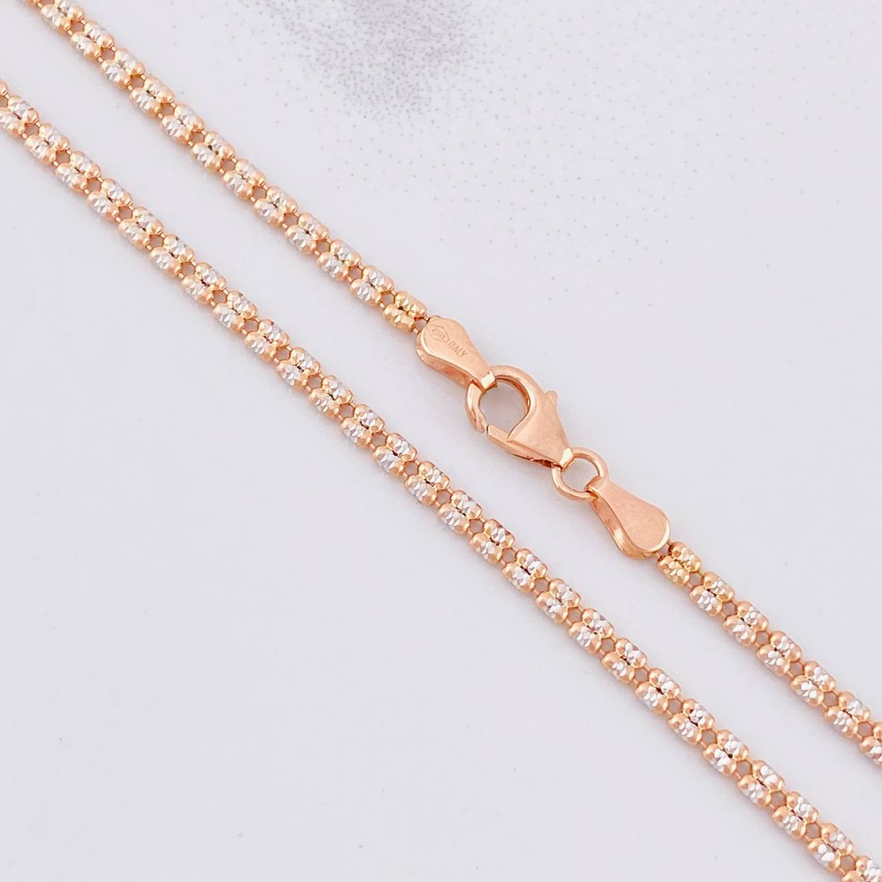Cadena Ice 8.05g / 60cm / 2.4mm Dos Oros Blanco Rosa 18K