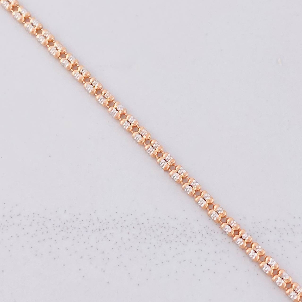 Cadena Ice 8.05g / 60cm / 2.4mm Dos Oros Blanco Rosa 18K